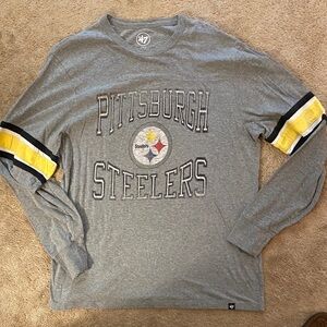 47 Brand Pittsburgh Steelers Gray Shirt with Yellow and Black Accents